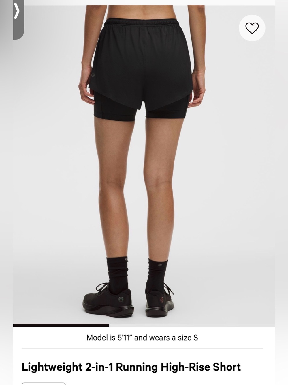 lululemon athletica Black 2-in-1 High-Rise Running Shorts